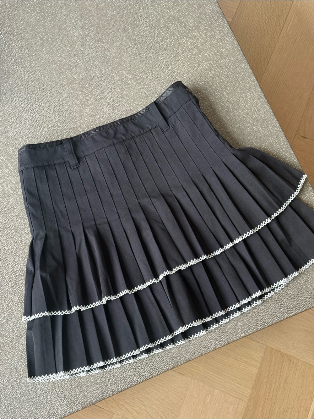 St Andrews Scotland Pleated Golf Skort XS Black White Lace Trim